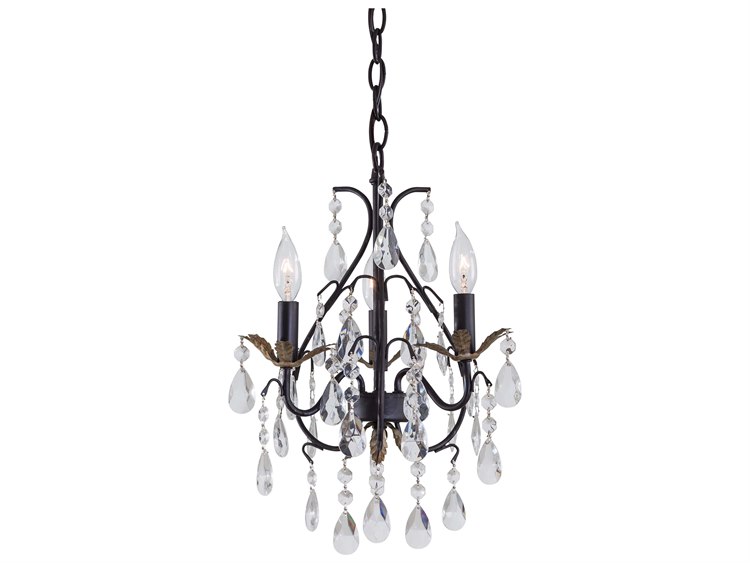 Minka Lavery Bellasera 3-Light Castlewood Walnut Silver Brown Crystal Chandelier