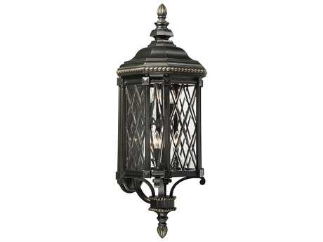 Minka Lavery Bexley Manor Black with Gold Highlights Glass Outdoor Wall Light