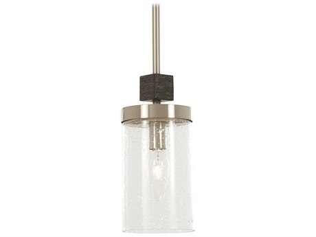 Minka Lavery Bridlewood 1-Light Stone Grey Brushed Nickel Glass Cylinder Linear Pendant