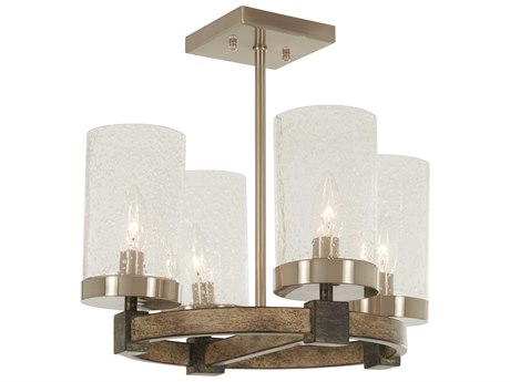 Minka Lavery Bridlewood 4-Light Stone Grey Brushed Nickel Glass Cylinder Semi Flush Mount