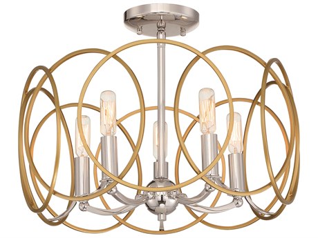 Minka Lavery Chassell 5-Light Painted Honey Gold Geometric Semi Flush Mount