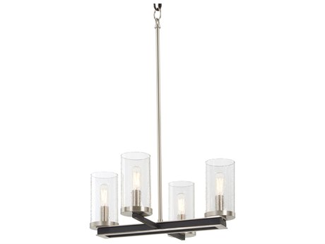 Minka Lavery Coles Crossing 4-Light Coal Brushed Nickel Black Glass Cylinder Linear Chandelier