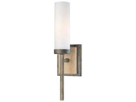 Minka Lavery Compositions Aged Patina Iron Black Glass Wall Sconce