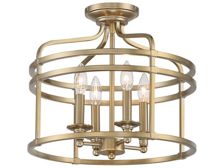 Minka Lavery Covent Park 4-Light Brushed Honey Gold Semi Flush Mount