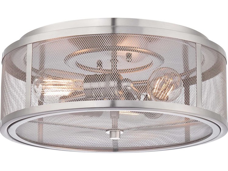 Minka Lavery Downtown Edison 3-Light Brushed Nickel Drum Flush Mount