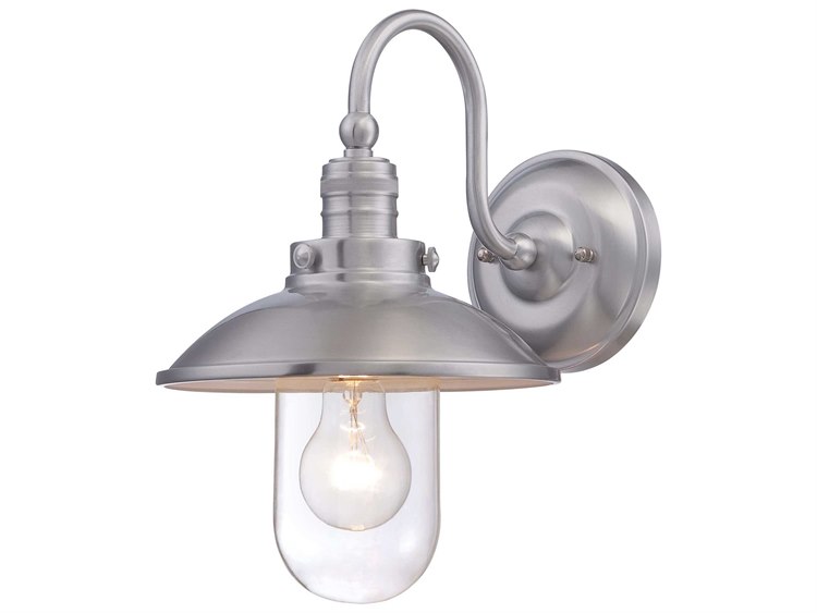 Minka Lavery Downtown Edison Brushed Aluminum Industrial Glass Outdoor Wall Light