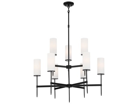 Minka Lavery First Avenue 9-Light Coal Black Glass Cylinder Chandelier