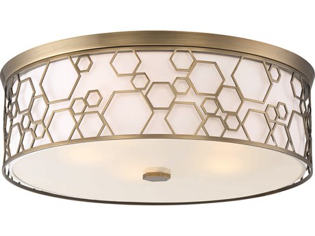 Minka Lavery 1-Light Polished Satin Brass Glass LED Dome Drum Flush Mount