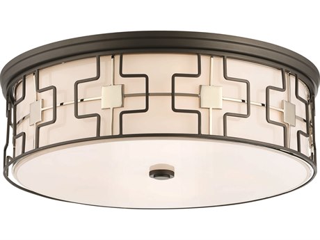Minka Lavery 1-Light Dark Gray Polished Nickel Glass LED Dome Drum Flush Mount