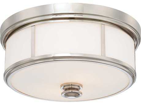 Minka Lavery Polished Nickel Glass LED Dome Drum Flush Mount