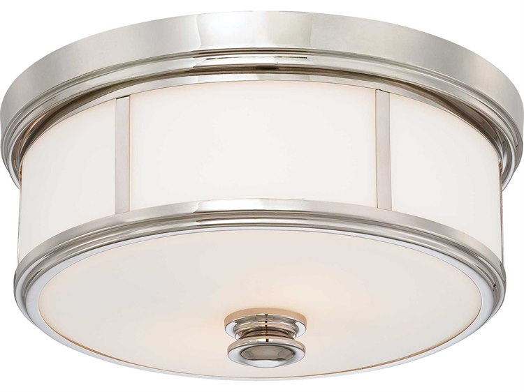 Minka Lavery Polished Nickel Glass LED Dome Drum Flush Mount