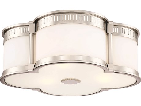 Minka Lavery Mount 1-Light Polished Nickel Glass LED Geometric Flush