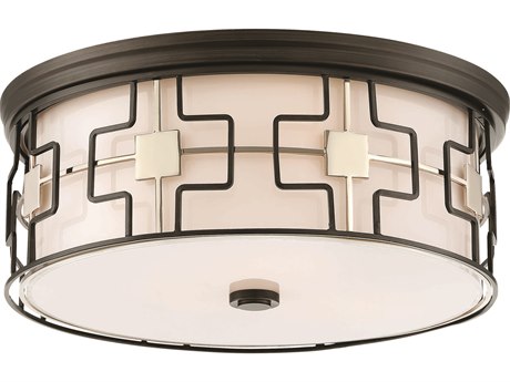 Minka Lavery 1-Light Dark Gray Polished Nickel Glass LED Dome Drum Flush Mount