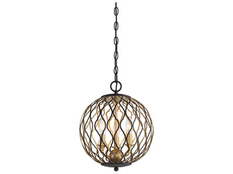 Minka Lavery Gilded Glam 3-Light Sand Coal Painted & Plated Honey Gold Black Geometric Mini Pendant