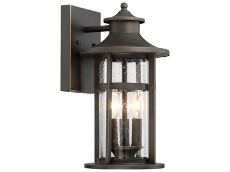 Minka Lavery Highland Ridge Oil Rubbed Bronze with Gold Highlights Glass Outdoor Wall Light