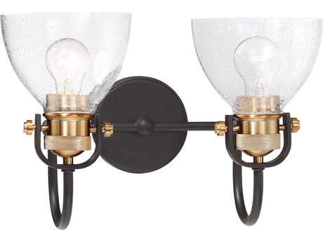 Minka Lavery Monico 2-Light Painted Bronze Natural Brush Glass Vanity Light