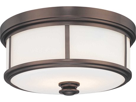Minka Lavery Mount 3-Light Harvard Court Bronze Glass LED Drum Flush