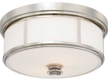 Minka Lavery Mount 3-Light Polished Nickel Glass Dome Drum Flush