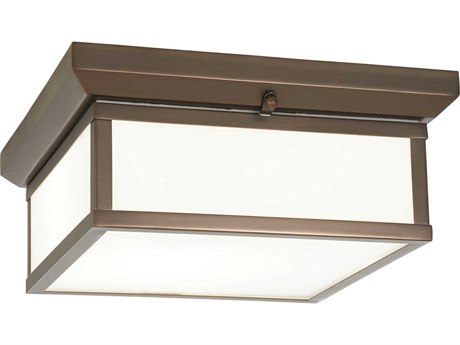 Minka Lavery Mount 2-Light Harvard Court Bronze Glass LED Geometric Flush