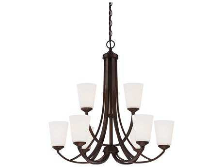 Minka Lavery Overland Park 9-Light Vintage Bronze Glass Bell Tiered Chandelier