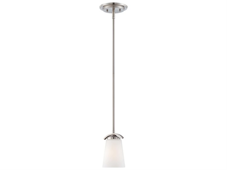 Minka Lavery Overland Park 1-Light Brushed Nickel Glass Bell Mini Pendant