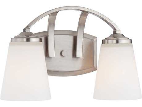 Minka Lavery Overland Park 13" Wide 2-Light Brushed Nickel Glass Vanity Light