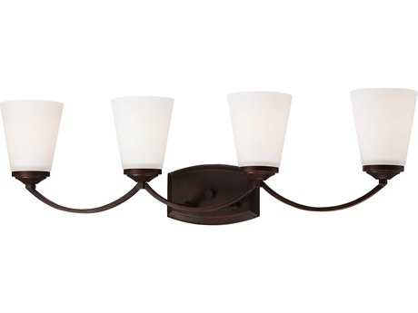 Minka Lavery Overland Park 30" Wide 4-Light Vintage Bronze Glass Vanity Light