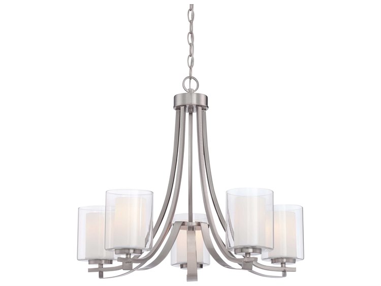 Minka Lavery Parsons Studio 5-Light Brushed Nickel Glass Cylinder Linear Chandelier