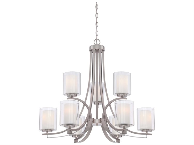 Minka Lavery Parsons Studio 9-Light Brushed Nickel Glass Cylinder Linear Chandelier