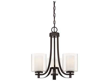 Minka Lavery Parsons Studio 3-Light Smoked Iron Black Glass Cylinder Linear Chandelier