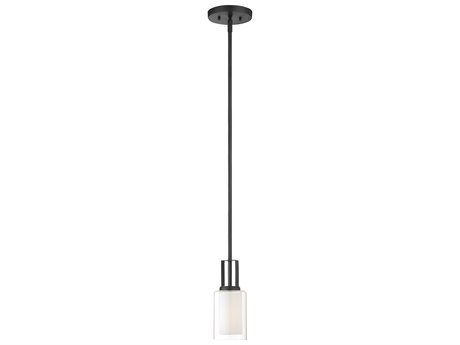 Minka Lavery Parsons Studio 1-Light Sand Coal Black Glass Cylinder Mini Pendant