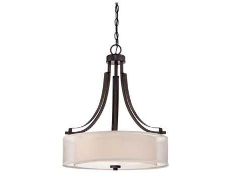 Minka Lavery Parsons Studio 3-Light Smoked Iron Black Drum Pendant