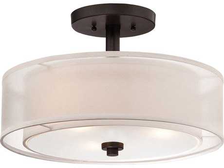 Minka Lavery Parsons Studio Smoked Iron Black Dome Drum Semi Flush Mount
