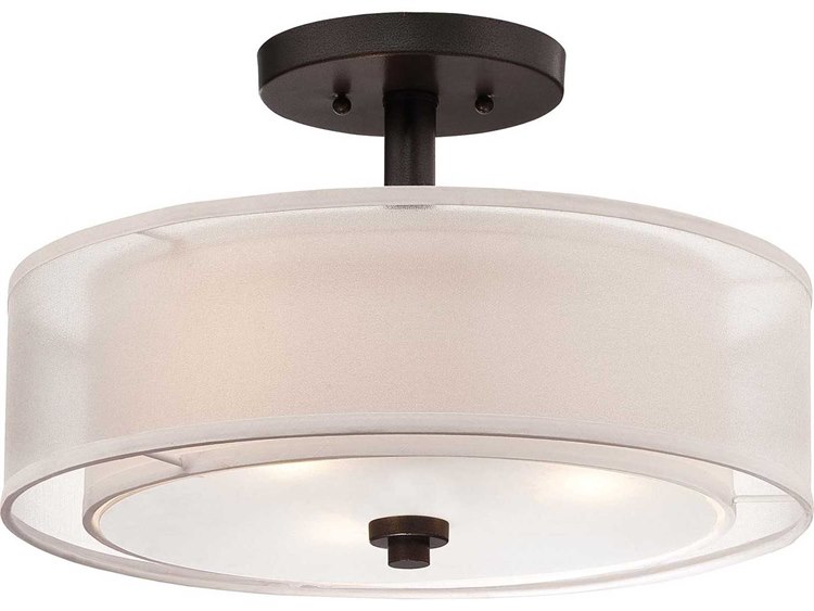 Minka Lavery Parsons Studio Smoked Iron Black Dome Drum Semi Flush Mount