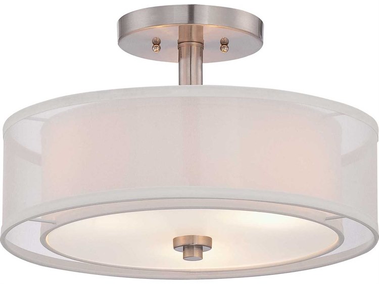 Minka Lavery Parsons Studio Brushed Nickel Dome Drum Semi Flush Mount