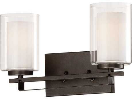 Minka Lavery Parsons Studio 15" Wide Smoked Iron Black Glass LED Vanity Light