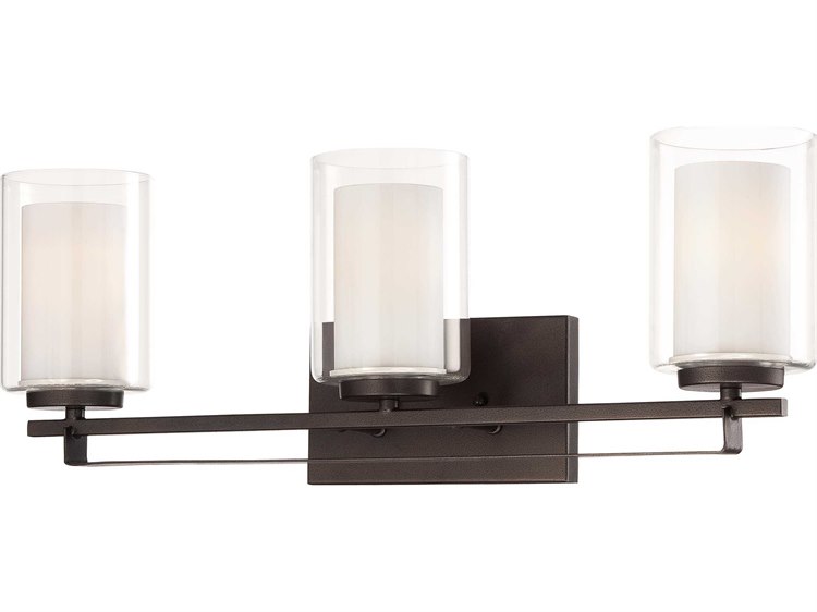 Minka Lavery Parsons Studio 24" Wide Smoked Iron Black Glass LED Vanity Light