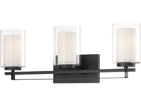 Minka Lavery Parsons Studio 3-Light Sand Coal Black Glass Vanity Light