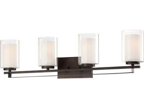 Minka Lavery Parsons Studio 32" Wide Smoked Iron Black Glass LED Vanity Light