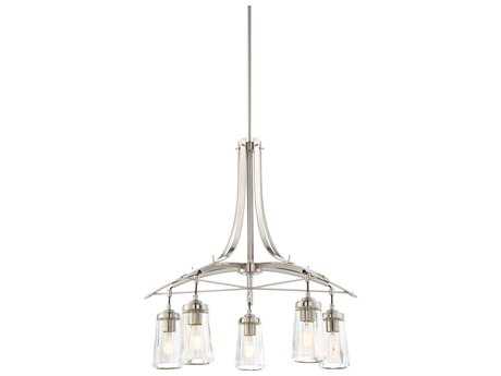 Minka Lavery Poleis 5-Light Brushed Nickel Glass Chandelier