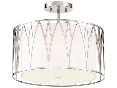 Minka Lavery Regal Terrace 1-Light Polished Nickel LED Drum Linear Semi Flush Mount