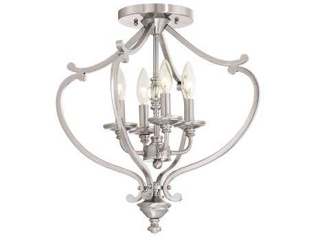 Minka Lavery Savannah Row Brushed Nickel Glass Linear Semi Flush Mount