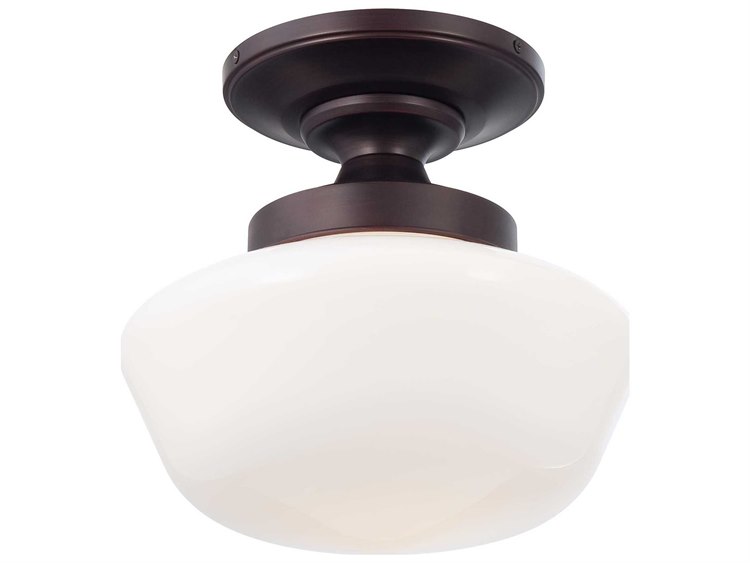 Minka Lavery Schoolhouse Brushed Bronze Glass Dome Linear Semi Flush Mount