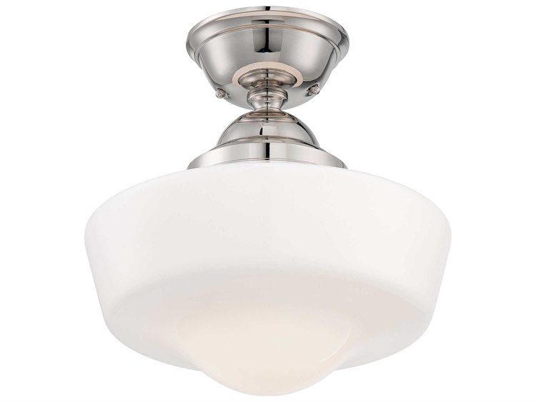 Minka Lavery Schoolhouse Polished Nickel Glass Dome Linear Semi Flush Mount