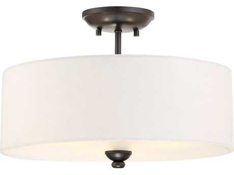 Minka Lavery Shadowglen Lathan Bronze With Gold Highlights Dome Drum Semi Flush Mount