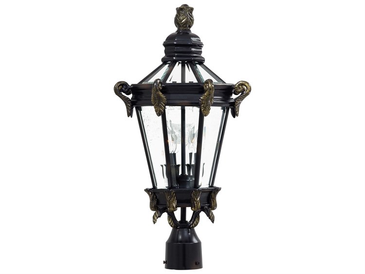 Minka Lavery Stratford Hall Heritage with Gold Highlights Glass Outdoor Post Light