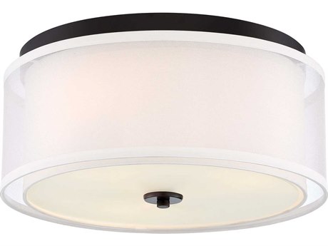 Minka Lavery Studio 5 3-Light Painted Bronze With Natural Brush Dome Drum Flush Mount