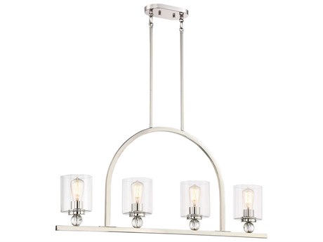 Minka Lavery Studio 5 4-Light Polished Nickel Glass Linear Island Pendant