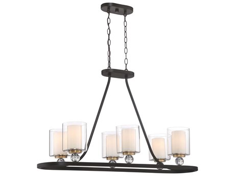 Minka Lavery Studio 5 Polished Nickel 38'' Wide Glass Island Light ...