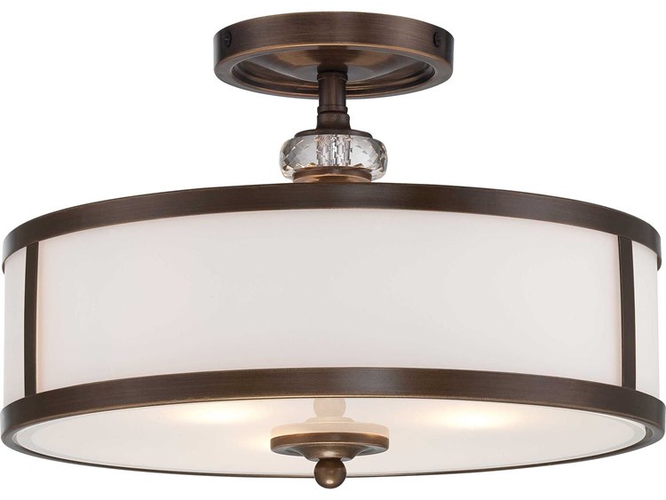 Minka Lavery Thorndale Dark Noble Bronze Glass Dome Drum Semi Flush Mount